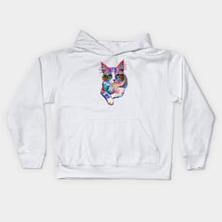 Gree eyes cat Kids Hoodie